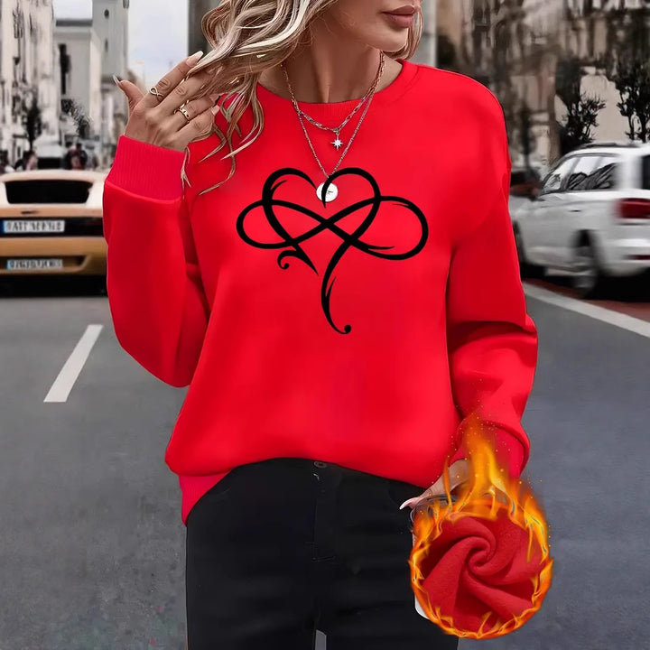 Kvinders sweatshirt med kreativt hjerte design og afslappet pasform Stilla