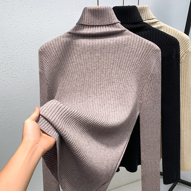 Dame rullekrave sweater i fin ribstrik Stilla