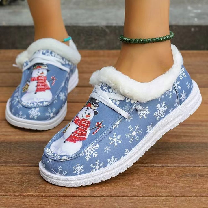 Dame vinter sneakers med hyggeligt foring og festligt snemand-design Stilla