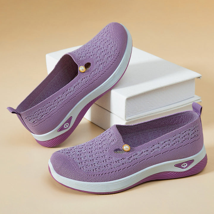 Femme Komfortable Slip-On Vandresko med Åndbart Strikdesign Stilla