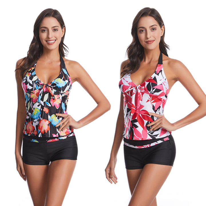Dame Tankini-sæt med blomsterdesign og fashionable knude Stilla