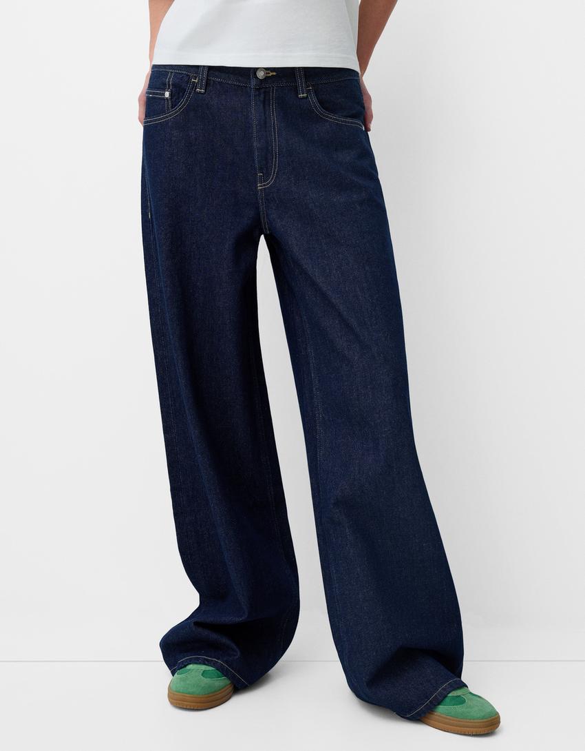 Dame Løst skårne Denim-jeans med afslappet stil og stor benudskæring Stilla