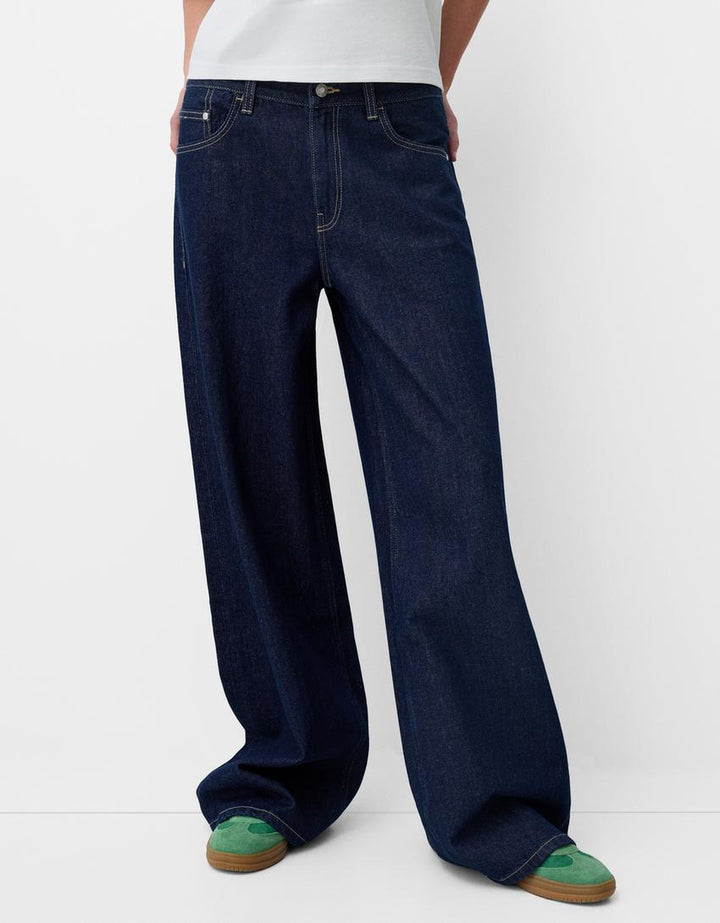 Dame Løst skårne Denim-jeans med afslappet stil og stor benudskæring Stilla