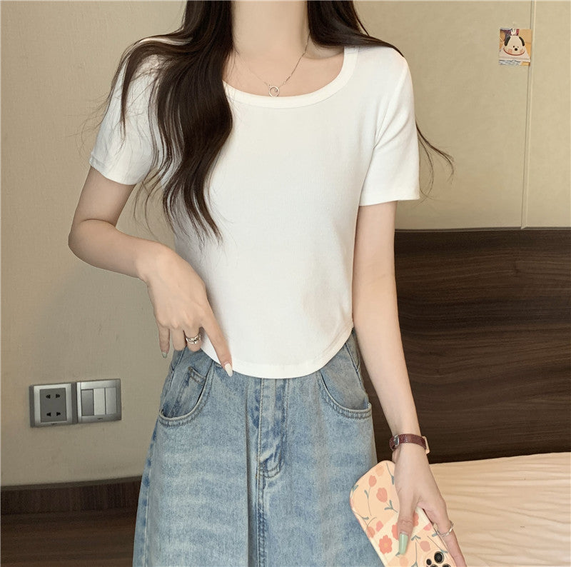 Femme Ribbede Korte T-Shirt Stilla