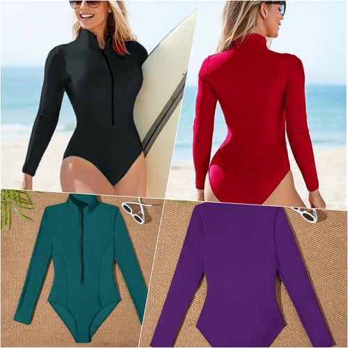 Dame Rashguard Badetøj med høj krave og lange ærmer Stilla