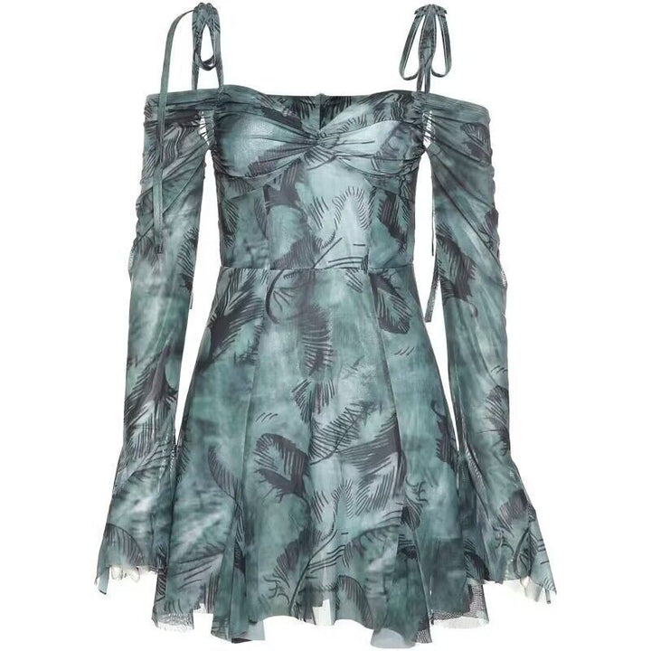 Kvinders minikjole med off-the-shoulder ærmer og blomstermønster Skovae