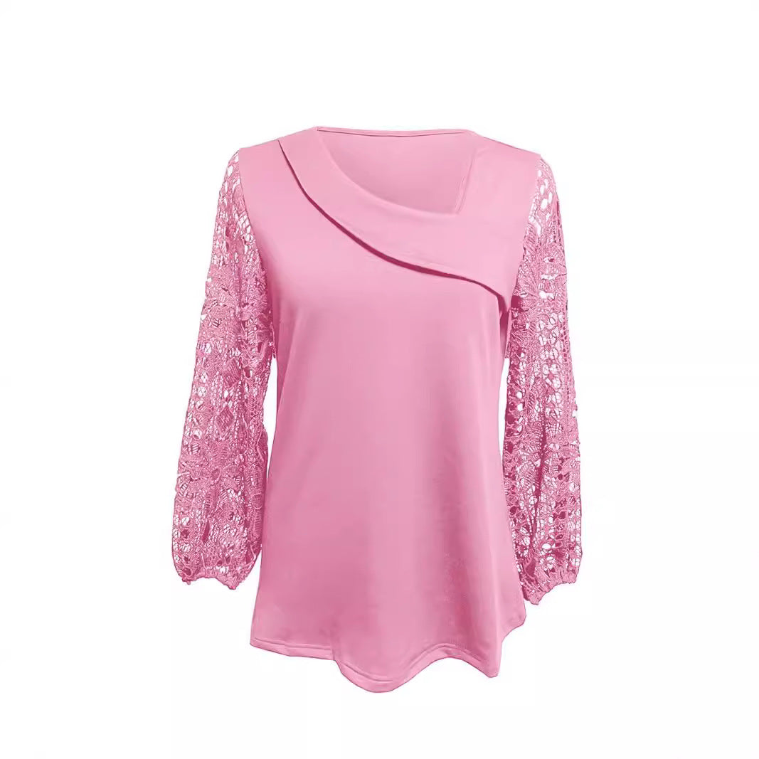 Dame bluse med moderne spidsærmer og elegant V-udskæring Stilla