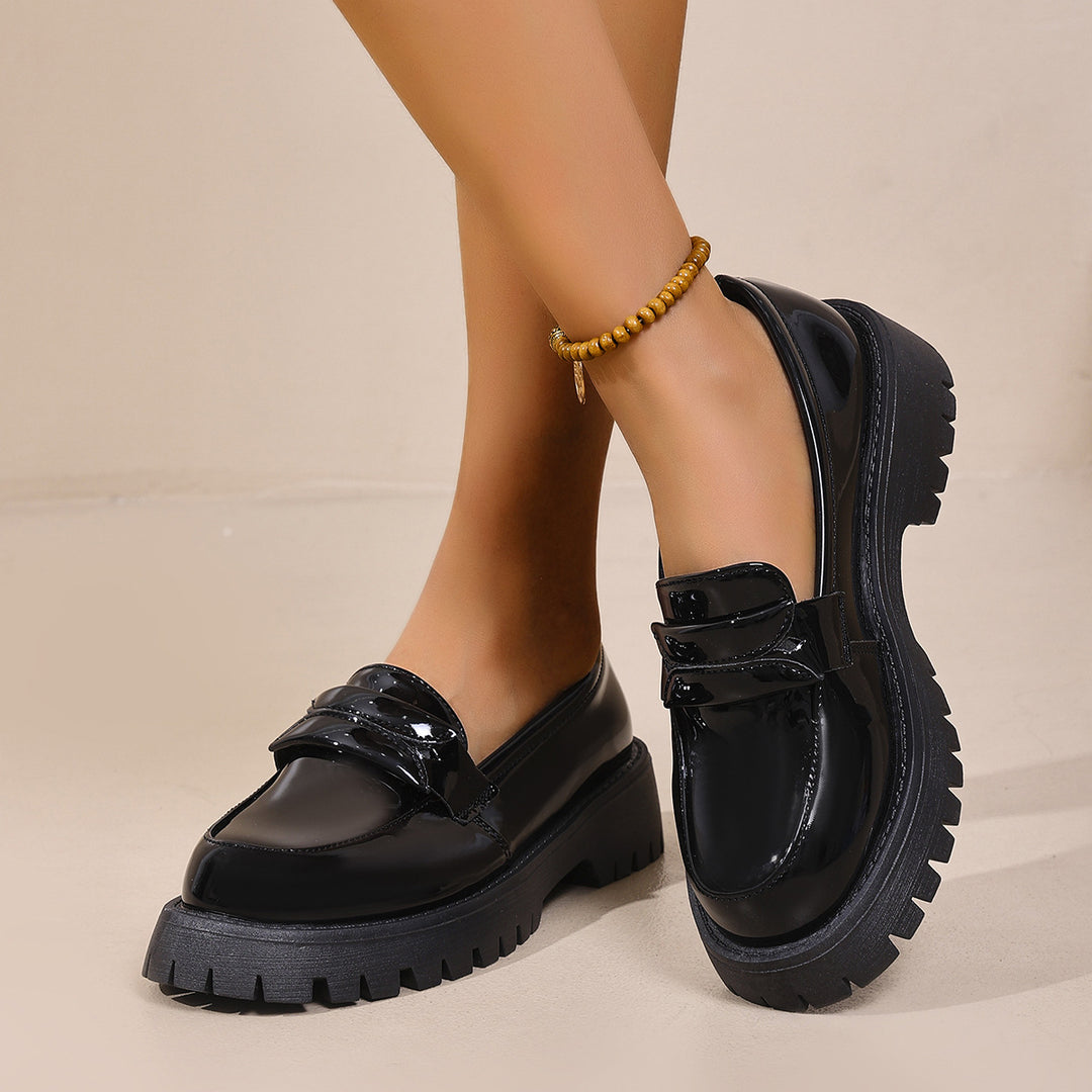 Dame Chunky Loafers med blankt overmateriale og skridsikker sål Stilla