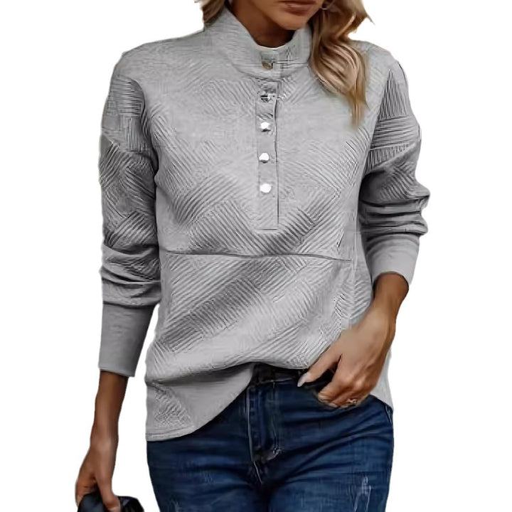 Femme Struktureret Knap-Op Pullover Top Stilla