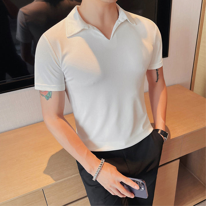 Herrer Polo T-shirt med moderne V-udskæring og åndbar struktur Stilla