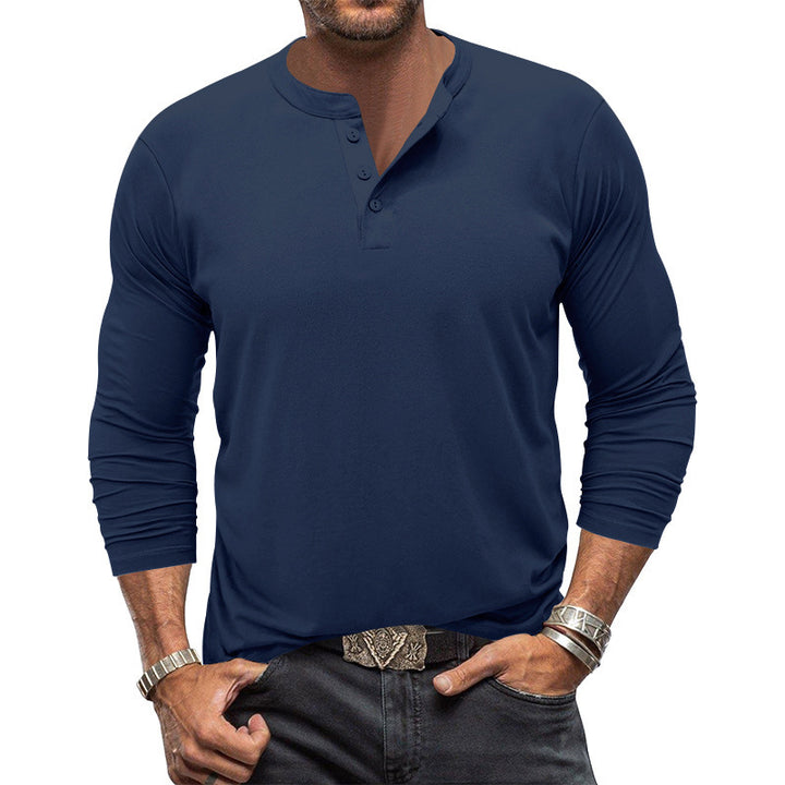 Herrer langærmet Henley-shirt lavet af åndbart materiale Stilla
