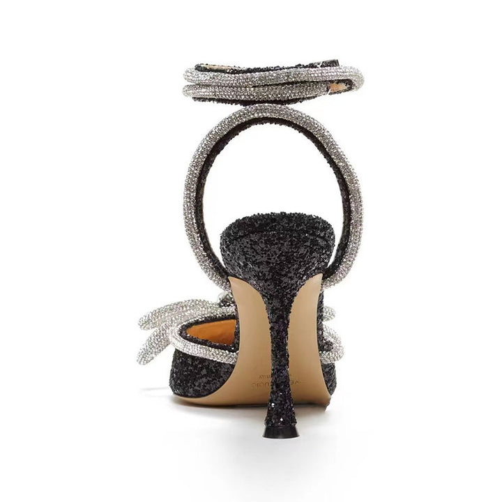 Dame elegante højhælede ankel-rem-pumps med sløjfe-detail Stilla