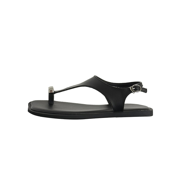 Femme Sleek T-Riemen Slide Sandaler med metallisk spænde Stilla