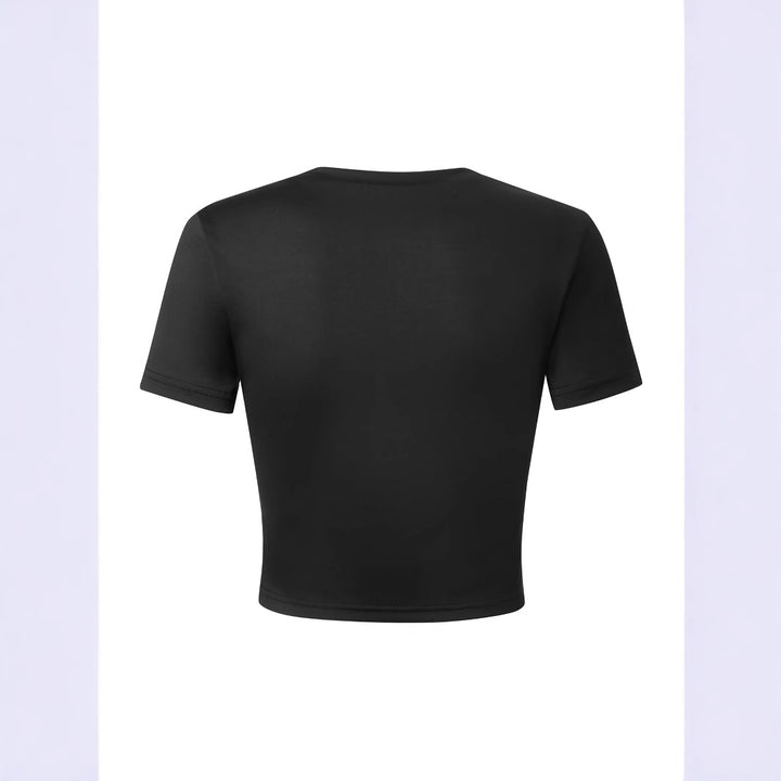 Dame Crop-Shirt med iøjnefaldende typografi-design Skovae