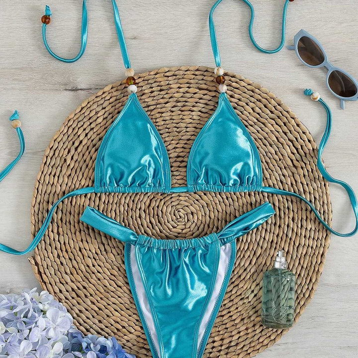 Dame Triangel-Bikini med elegant folderdesign Skovae