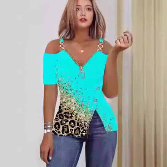 Dame Off-Shoulder Top med maritimt motiv og dekorative knapper Skovae