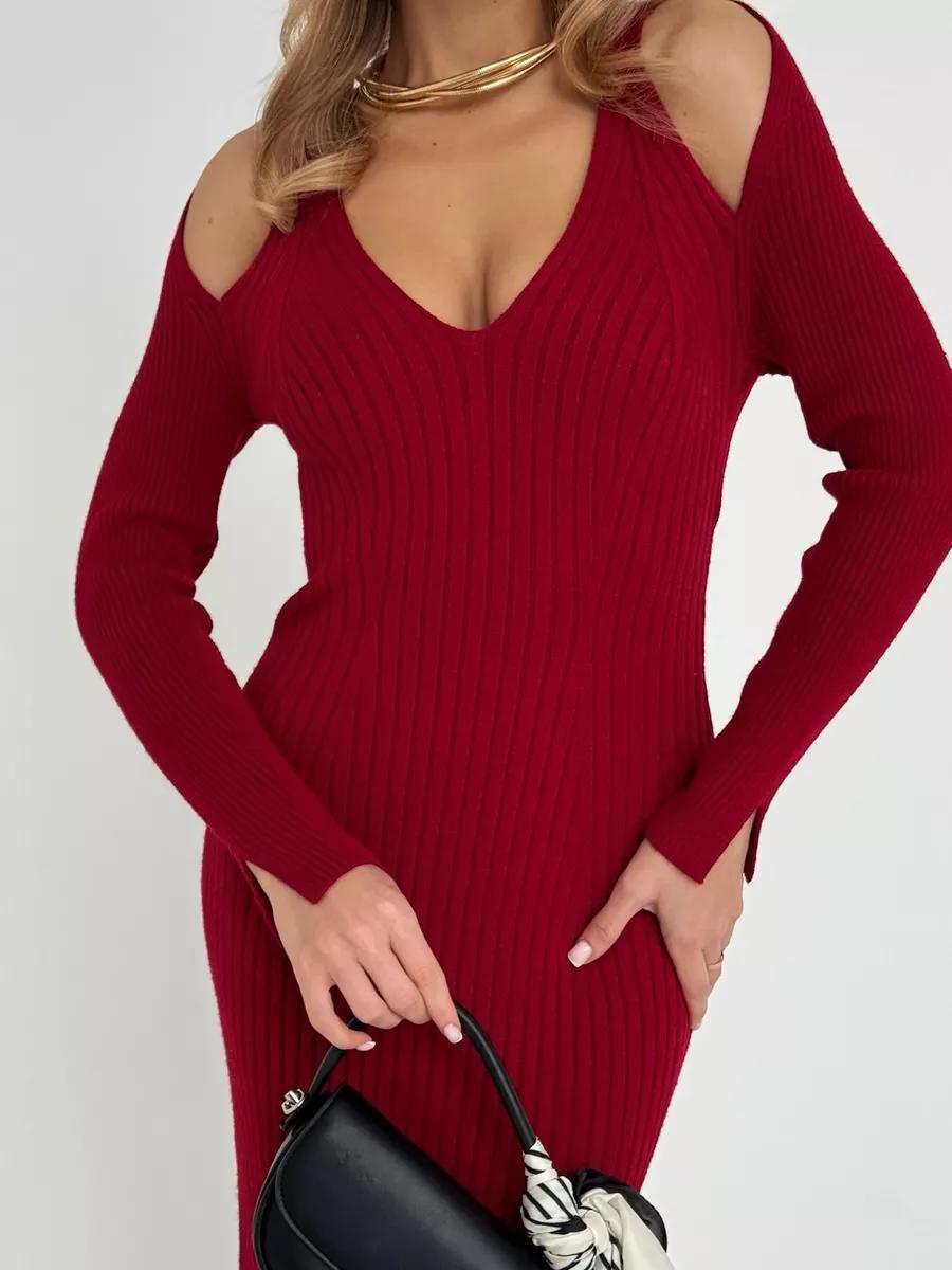 Femme Ribbet Kold Skulder Maxi Kjole Stilla