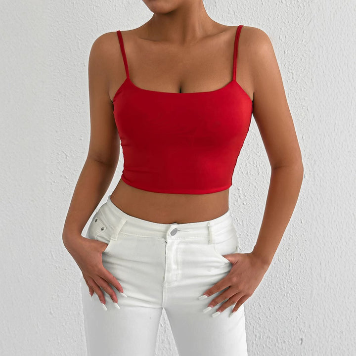 Dame Figurtilpasset Crop-Top i elastisk materiale med spaghetti-stropper Skovae