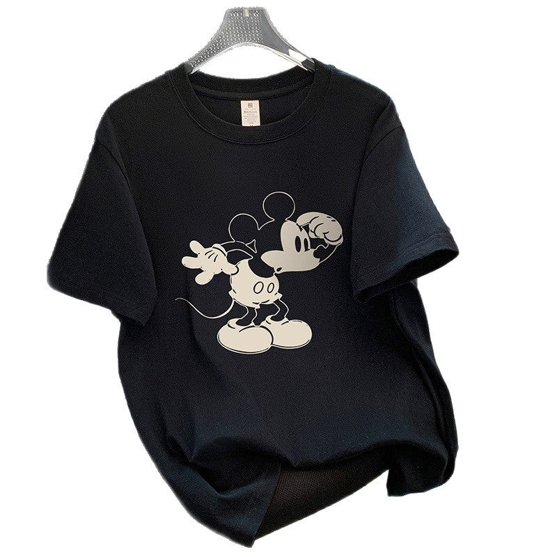 Dame T-shirt med kunstnerisk Mickey Mouse print Stilla