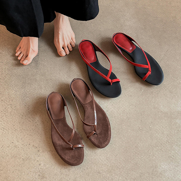 Dame Elegante Minimalistiske Tåsplit Sandaler Stilla