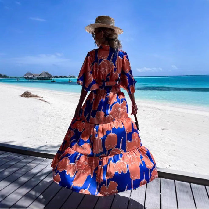 Dame elegant kimono med blomstret design Skovae