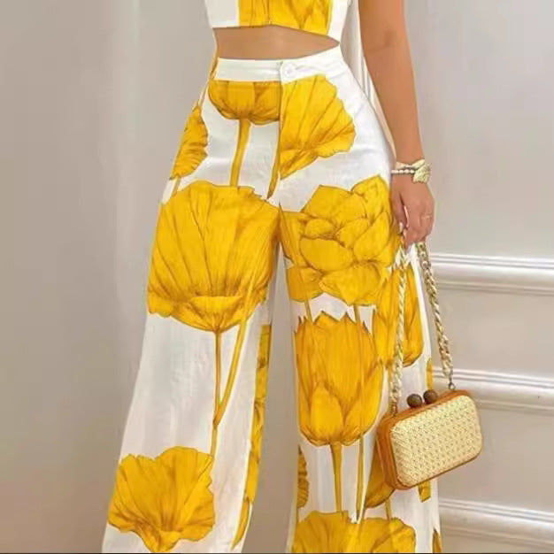 Dame To-delt Sæt med blomstret Design og smart Bustier Skovae