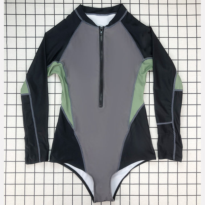 Dame Langærmet Badedragt med Sikkerhedslynlås og Åndbart Design Stilla