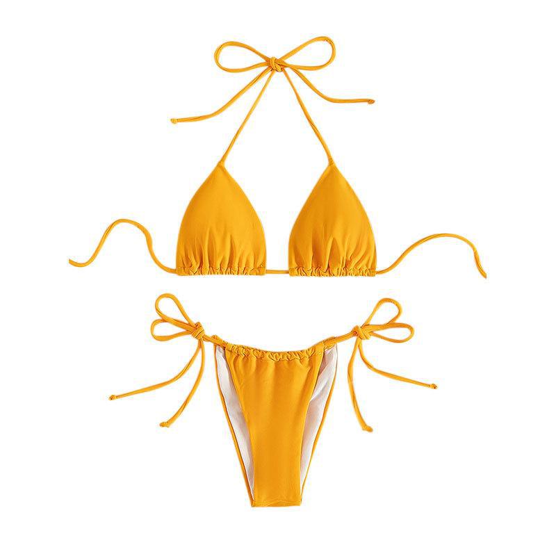 Dame Triangel-Bikini med justerbare snøre detaljer og elastisk talje Skovae
