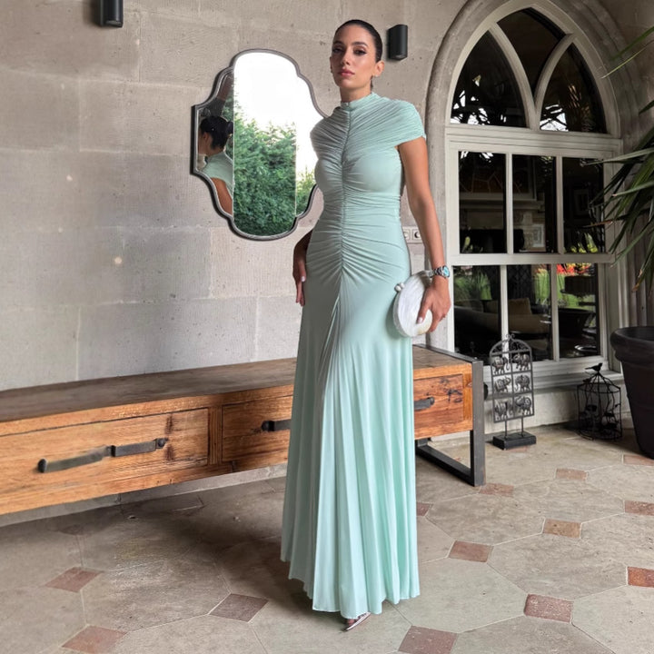 Dame elegant aftenkjole med struktureret rynkning Stilla