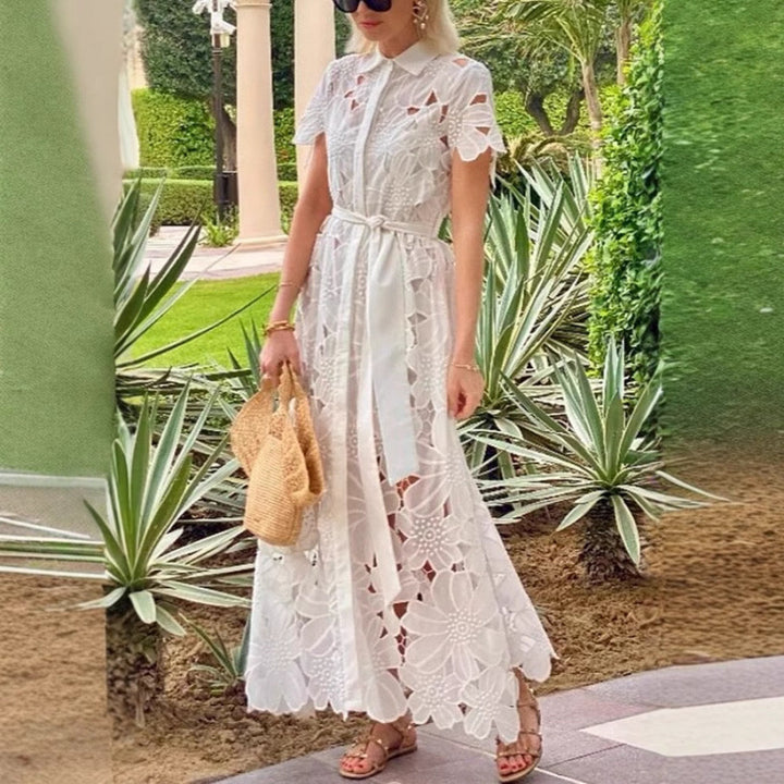 Dame Elegant Spids-Maxi-Kjole Stilla