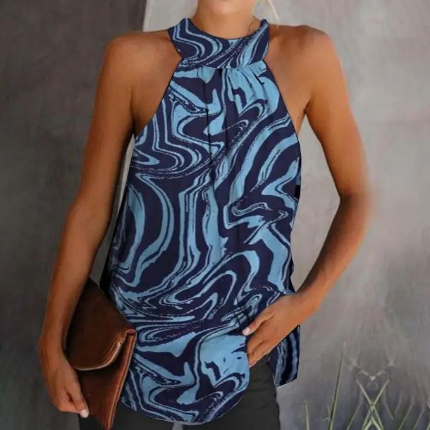 Dame Stilfuldt Halterneck Top med smock-design Stilla
