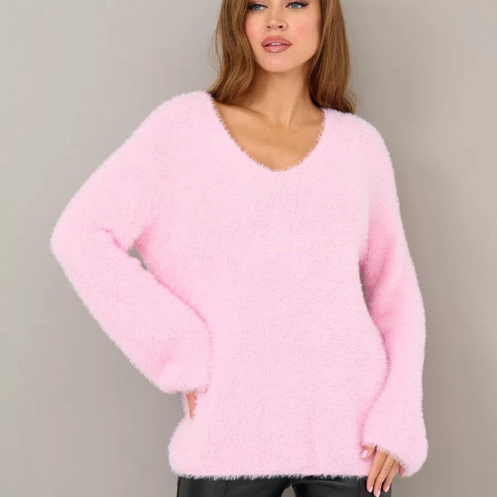 Dame hyggelig strikpullover med løs pasform og elegante detaljer Stilla