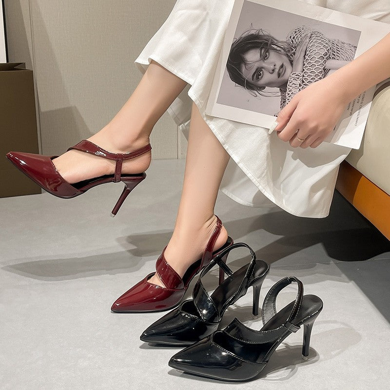 Dame Elegant Spids-Tå Slingback Hæle med Unik Kryds-Design Stilla