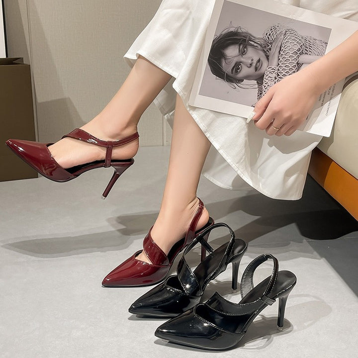 Dame Elegant Spids-Tå Slingback Hæle med Unik Kryds-Design Stilla