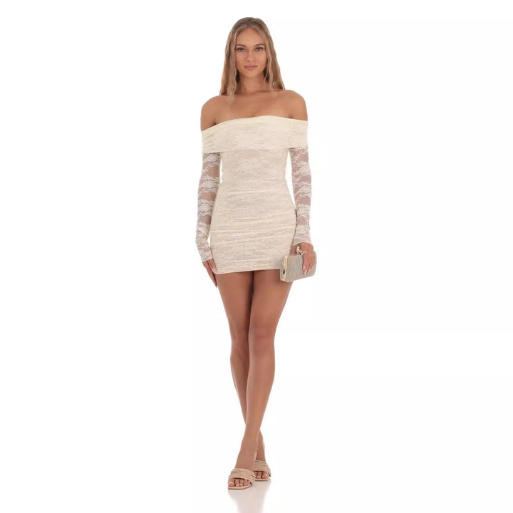 Dame Off-Shoulder Spids Kjole i tætsiddende Snit Skovae