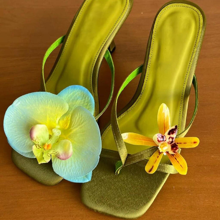 Dame Floral Dekoreret Slingback Hæle Stilla