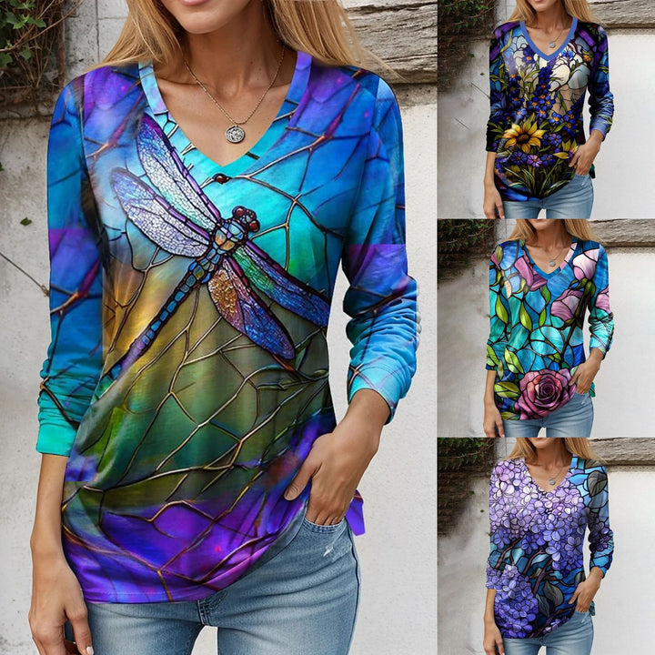 Dame Langærmet T-shirt med blomsterdesign Stilla