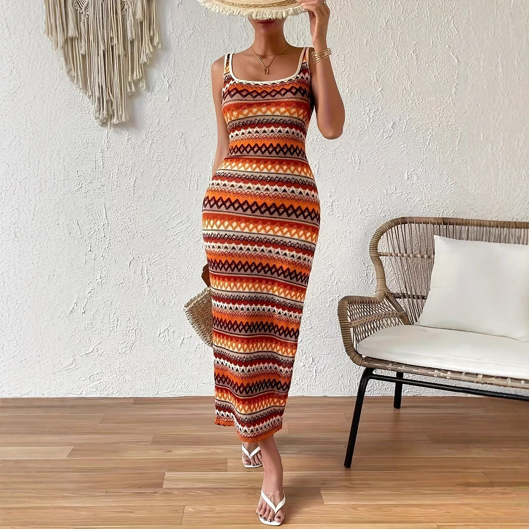 Stribet maxi slipdress til kvinder Stilla