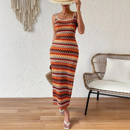 Stribet maxi slipdress til kvinder Stilla