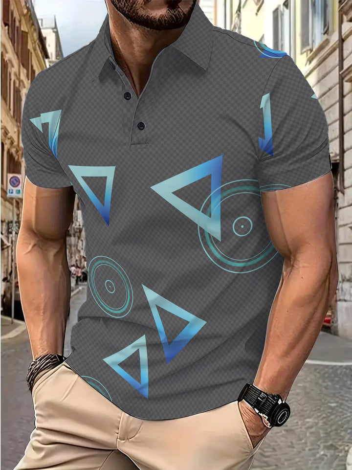 Herrer Poloshirt med moderne geometrisk tryk og åndbare egenskaber Stilla
