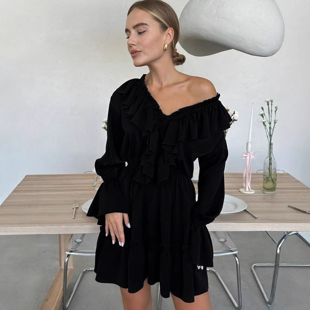 Femme Rynket Bohemian Mini Kjole Stilla
