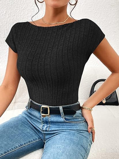 Dame struktureret ribtop Stilla
