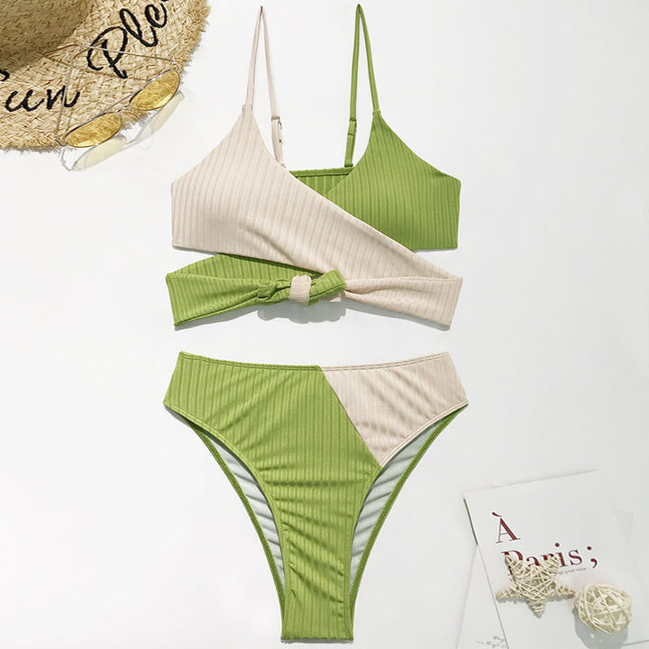 Dame Farverig stribet Bikini-sæt med cropped top og høj talje Stilla