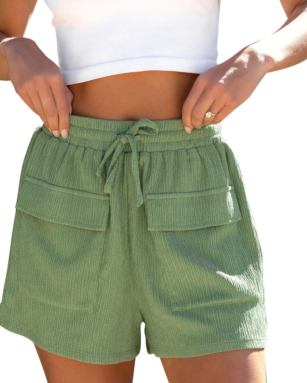Dame Behagelige Shorts med sidelommer og elastisk talje Stilla