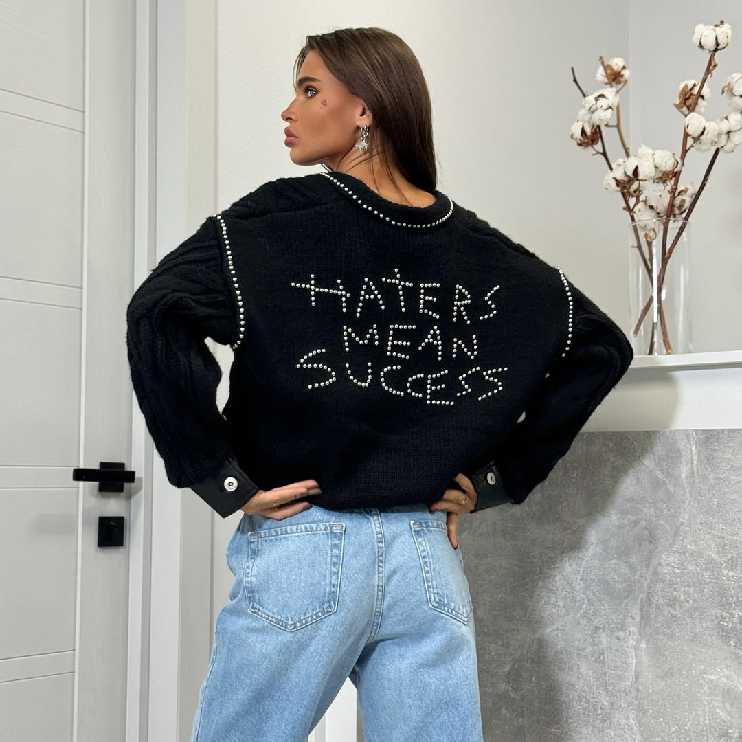 Damer Mode Strik Sweater med Statement Print Stilla