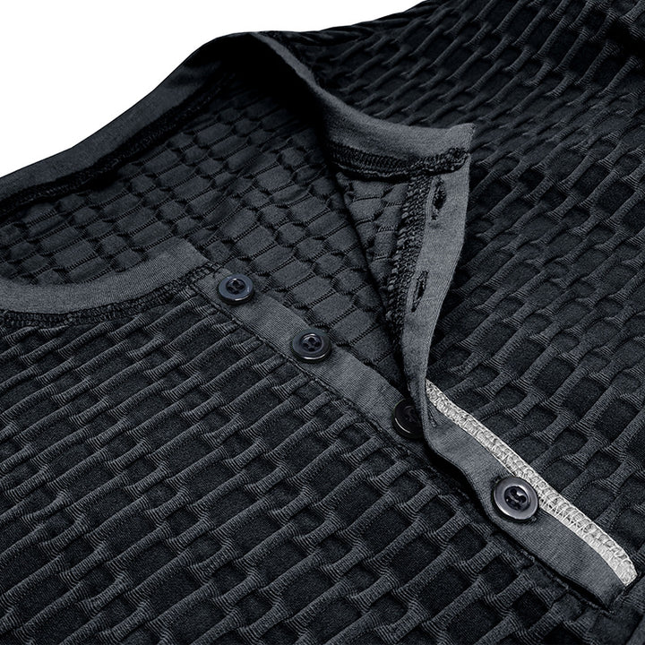 Herrer Langærmet Henley Skjorte med struktureret Design Stilla