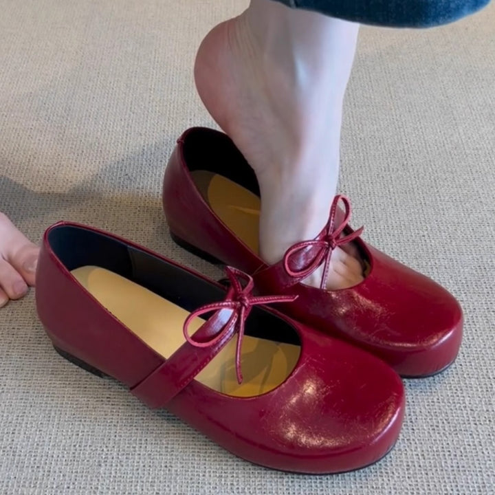 Dame Komfort Mary Jane Ballerinas med justerbar båndsløjfe Stilla