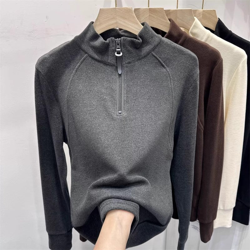 Femme Zip-Up Stehkrave Pullover Sweatshirt Stilla