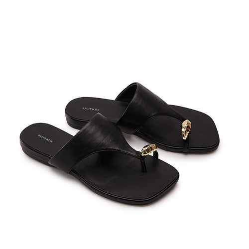 Dame Chic Tå-Post Sandaler med dekorativt Accent Stilla