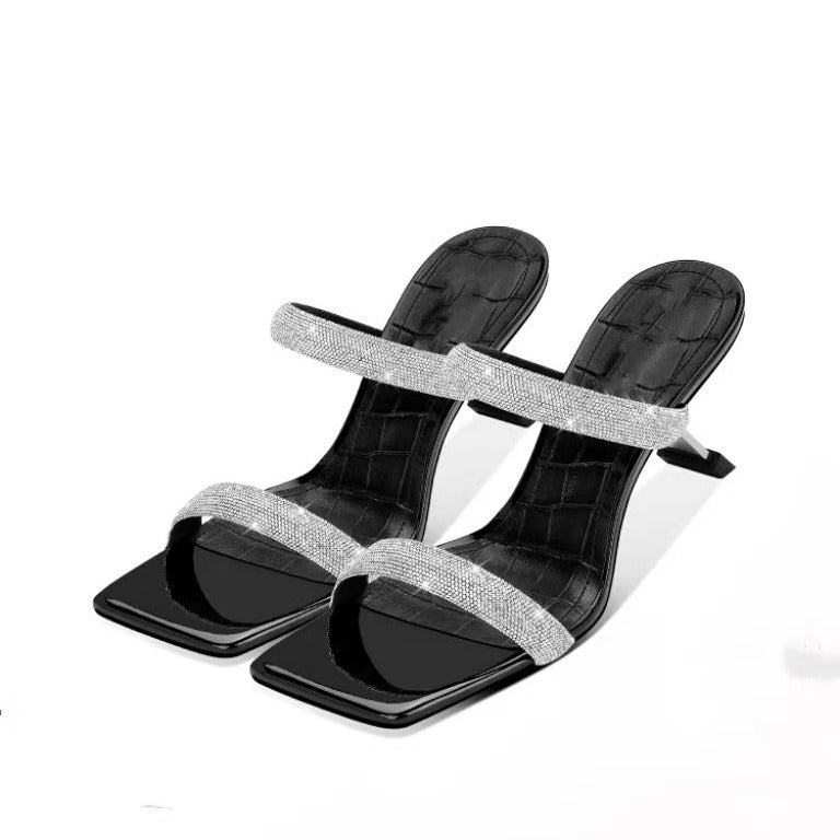 Dame Strappy Højhælede Mules med Rhinestones Stilla